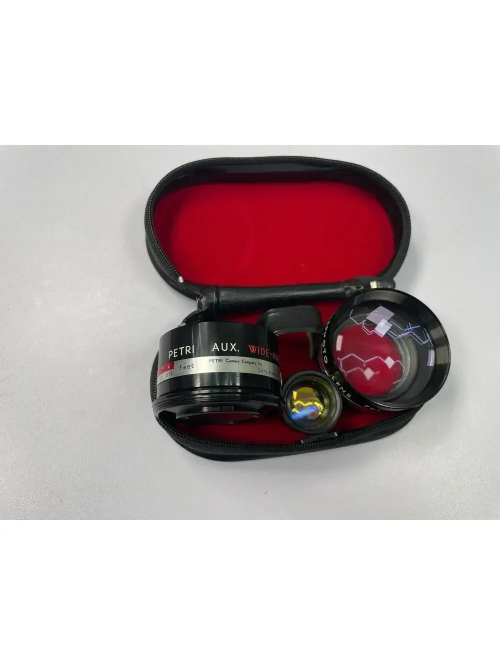 Vintage Petri Aux Lens Set Wide Angle Telephoto Viewfinder 7s 4.5cm w/ Case